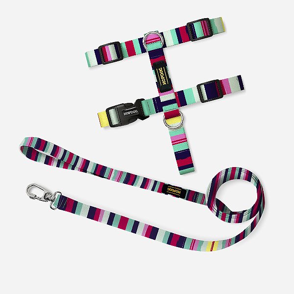 Kit Rosa Listrado - Peitoral H com Guia