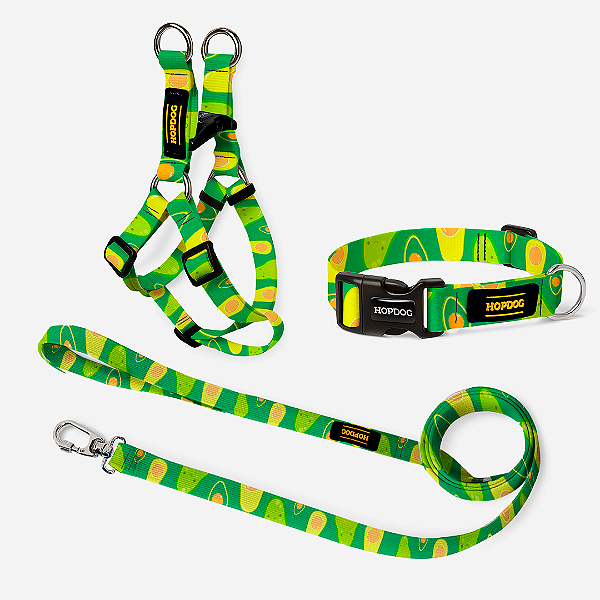KIT Abacate - Peitoral Step In com Guia Slim e Coleira