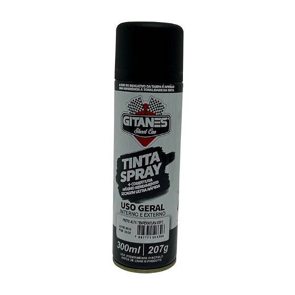 Tinta Spray Preto Alta Temperatura 300Ml/207G Gitanes