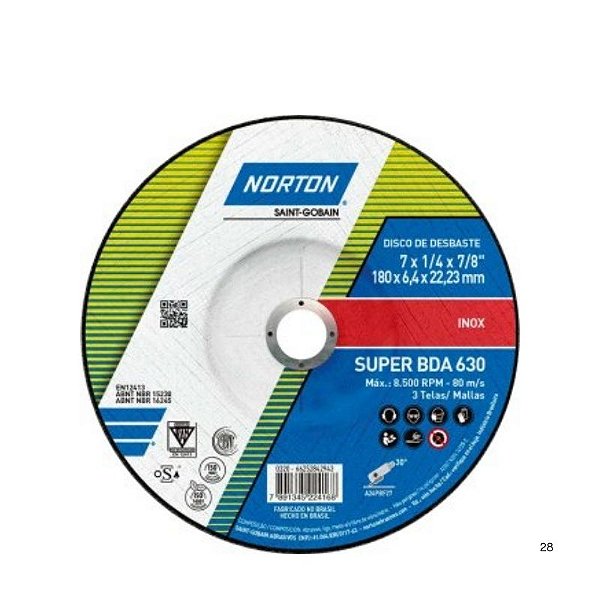Disco de desbaste 7" x 6,4 BDA630 Inox [Norton]