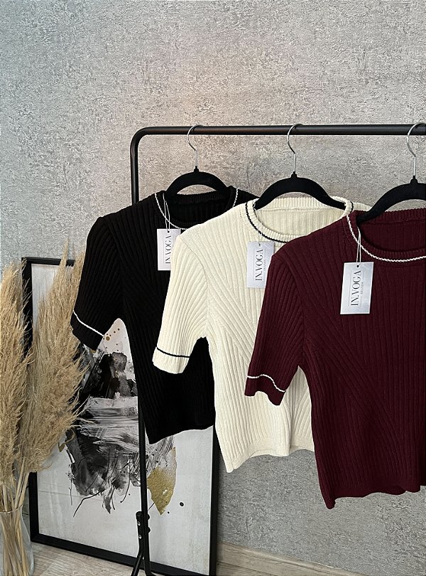 BLUSA MANGA CURTA TRICOT CORES