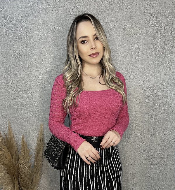 BLUSA CROPPED PINK EM TRICOT