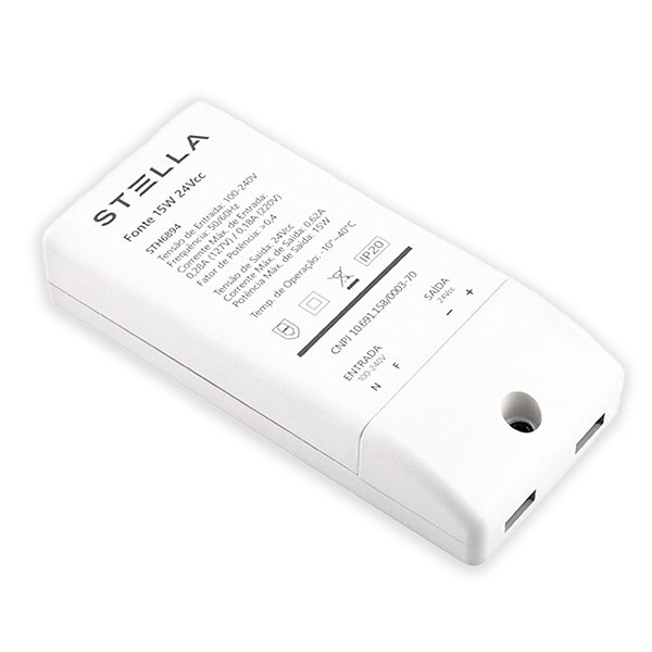 Fonte/Driver Para Fitas de Led 24V 15W IP20 Stella STH6894