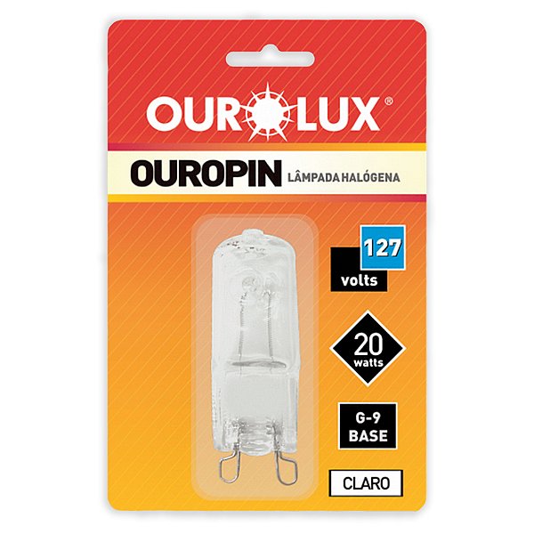 Kit 5 Lâmpadas Halógena Halopin Ouropin G9 20W 127V Clara Bipino