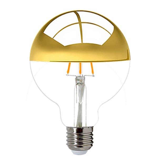 Kit 2 Lâmpada Filamento Led Defletora G95 4,5W 2400K Bivolt Dourado