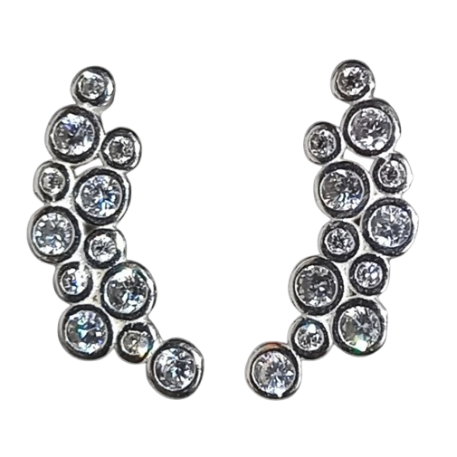 Brinco Cacho de Zircônias Prata 925