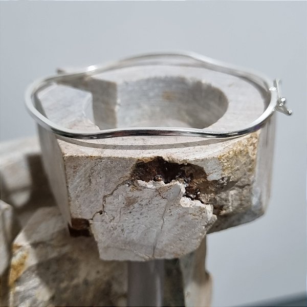 Pulseira Bracelete Fio Quadrado Ondulado de Prata 925