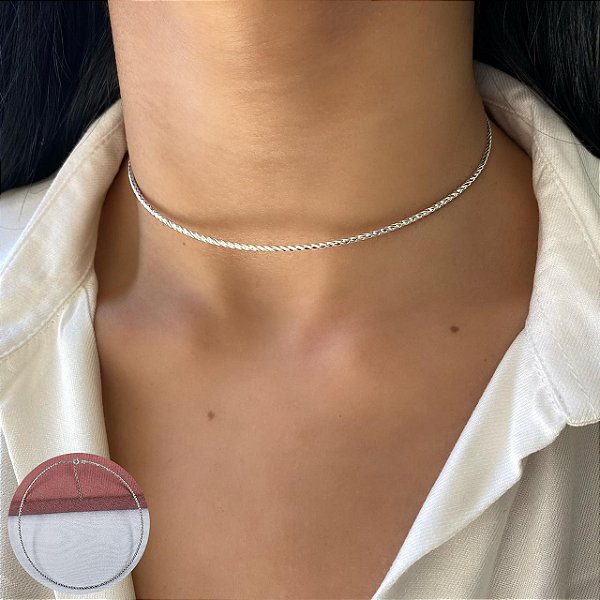 Gargantilha Choker Fio Torcido em Prata 925