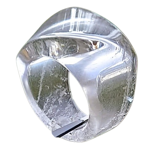 Anel Em Pedra Quartzo Cristal Natural Base Diagonal No. 23