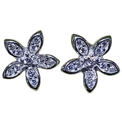 Brinco de Prata 925 Florzinha Pétalas Cristal