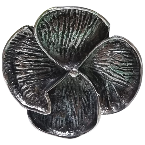 Anel Flor Gigante Prata 925 Envelhecida No. 21/22