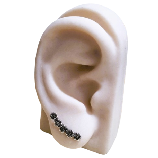 Brinco Ear Cuff Margaridas de Prata 925