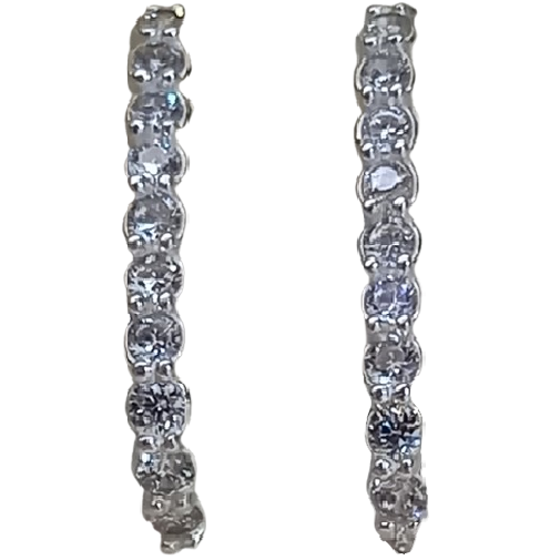 Brinco Ear Hook de Prata 925 com Zircônias Cristal