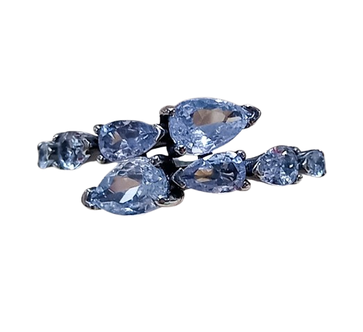 Anel Cobra de Prata 925 Zircônias Lavanda No.21/22