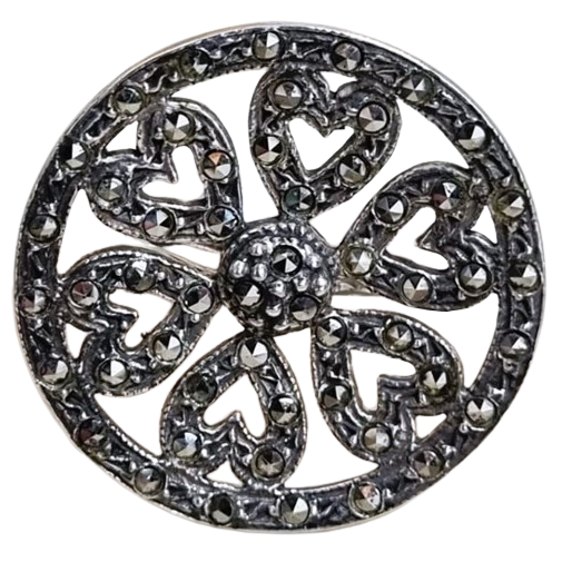 Anel Mandala Corações de Prata 925 e Marcassitas No. 17/18