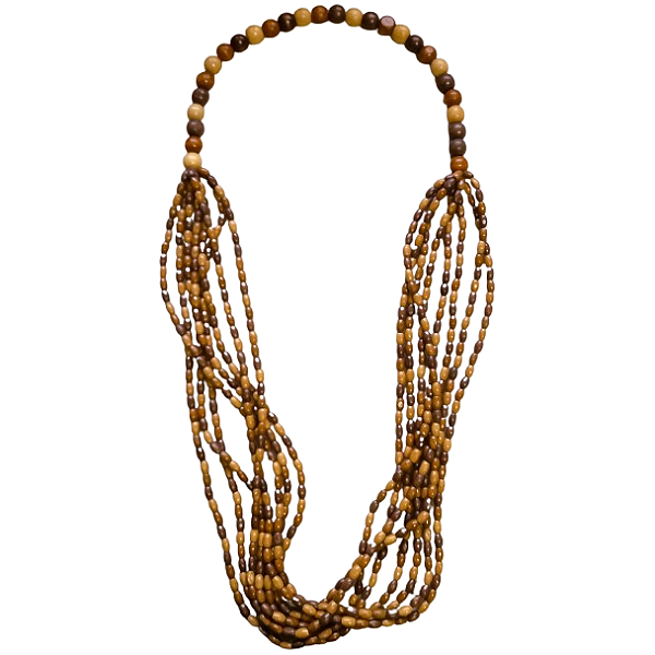 Maxi Colar de Sementes e Madeira