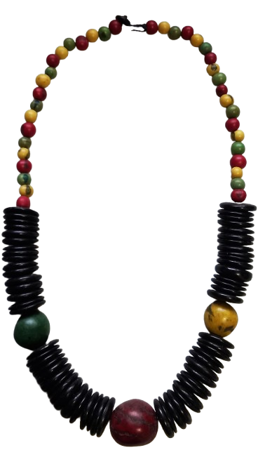 Maxi Colar de Sementes Coloridas e Madeira G