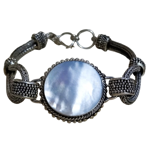 Bracelete Pulseira de Prata 925 com Madrepérola