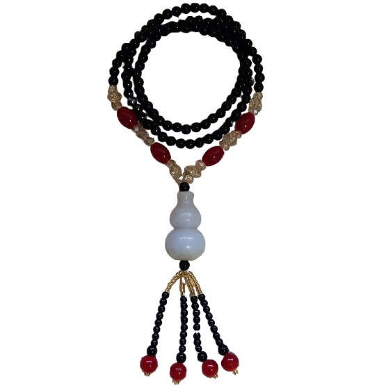 Colar Artesanal Oriental em Resina cores Negra, Vermelha, Areia e Dourada