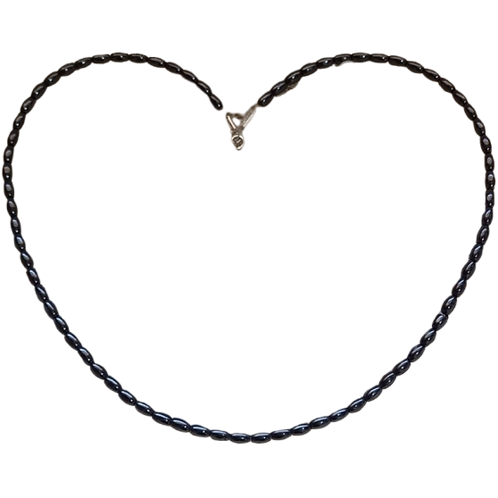 Colar Choker de Hematita Oval e Prata 925 P