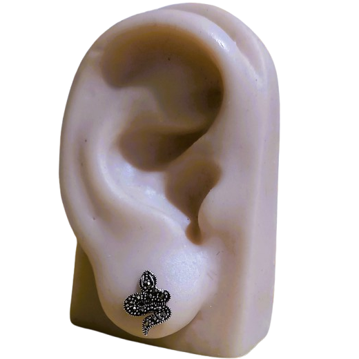 Brinco Cobra Serpente de Prata 925 com Marcassitas p