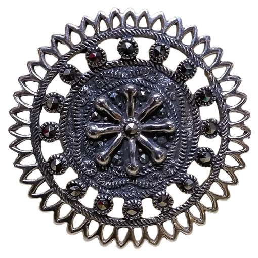 Anel Máxi Mandala de Prata 925 e Marcassitas No. 21/22