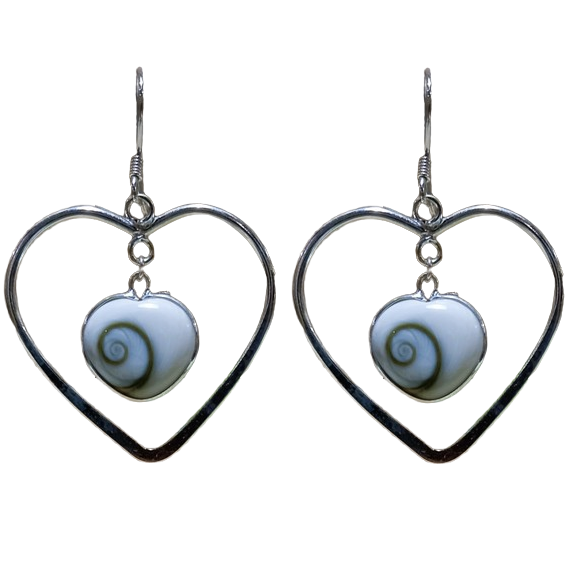 Brincos Corações de Prata 925 e Madrepérola
