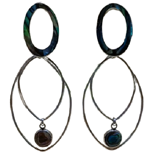 Máxi Brincos de Prata 925 e Abalone