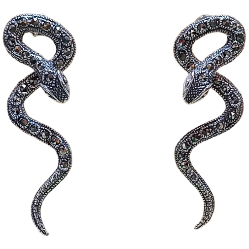 Brinco Cobra Serpente de Prata 925 e Marcassitas 5,6g