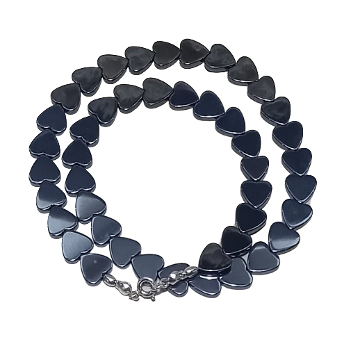 Colar Choker Corações de Hematita e Prata 925