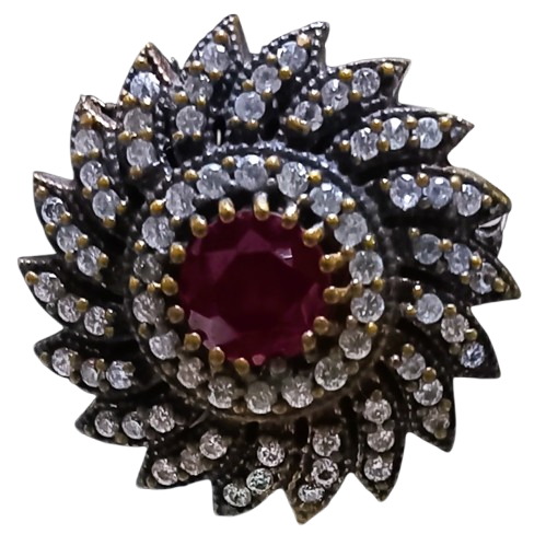 Anel Turco de Prata 925 e Bronze Redondo Vm Cr No. 21