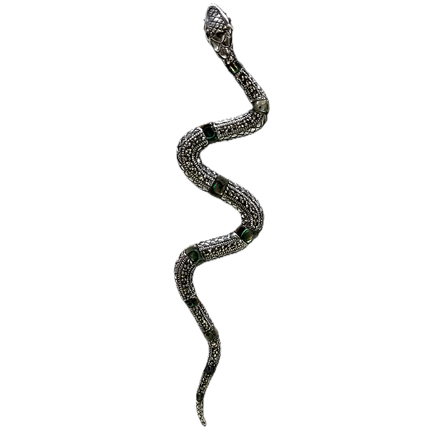 Pingente Cobra Serpente de Prata 925 Marcassitas e Abalone