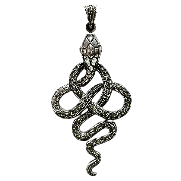 Pingente Cobra Serpente Entrelaçada de Prata 925