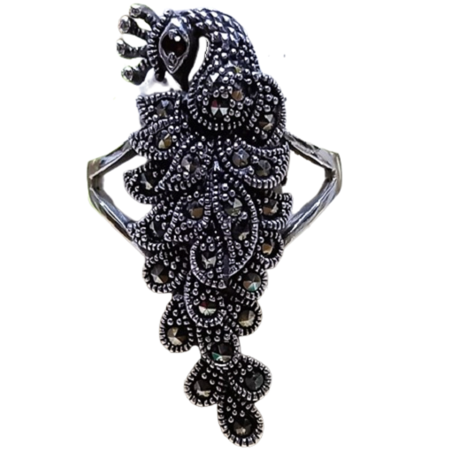 Anel de Prata 925 com Marcassitas Pavão No. 14/15