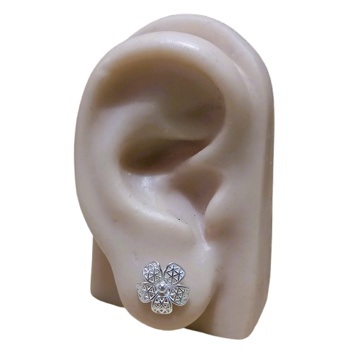 Brinco de Prata 925 Flor Rendada 1,5 g