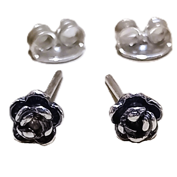 Brinco de Prata 925 Flor Florzinha Envelhecida 5 mm