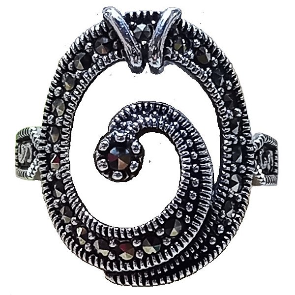 Anel de Prata 925 Espiral com Marcassitas No. 19/20