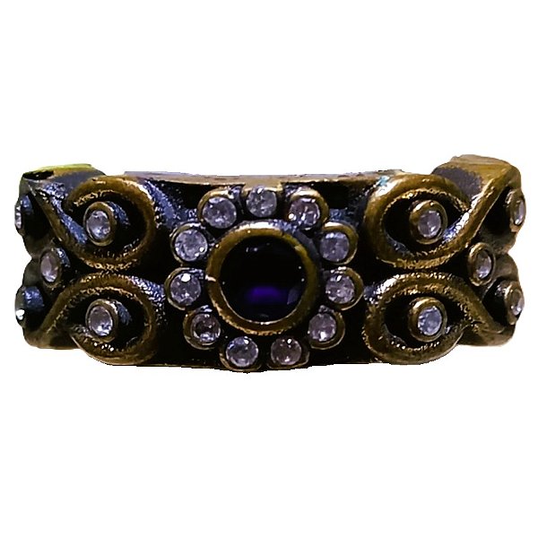 Anel Turco Prata 925 e Bronze Infinito Azul e Cristal No.21