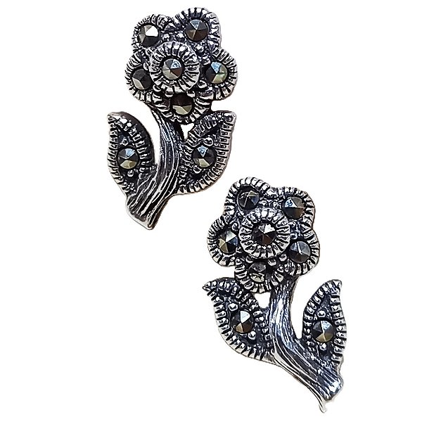 Brinco Flor de Prata 925 com Marcassitas 3g