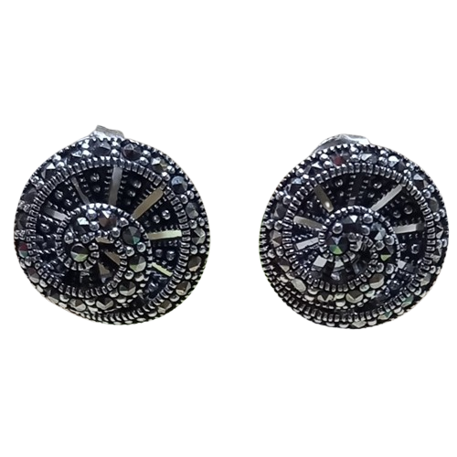 Brinco Caracol de Prata 925 com Marcassitas