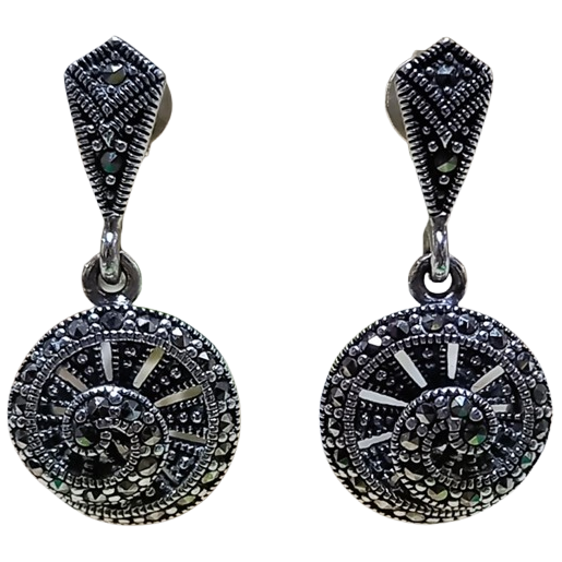 Brinco Caracol de Prata 925 com Marcassitas Lg