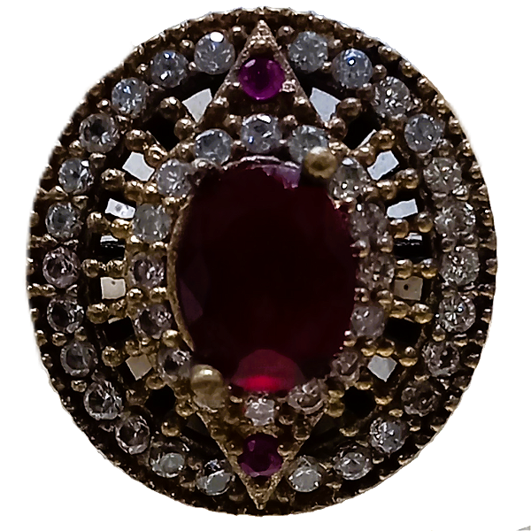 Anel Turco de Prata 925 e Bronze Oval Vm Cr No.21