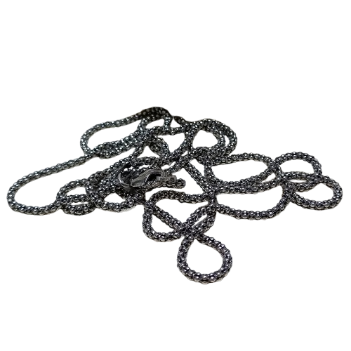 Corrente Colar de Prata 925 Envelhecida Modelo Pipoca 70 cm