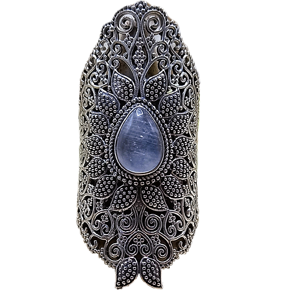 Máxi Anel Mandala de Prata 925 e Pedra da Lua No. 19/20