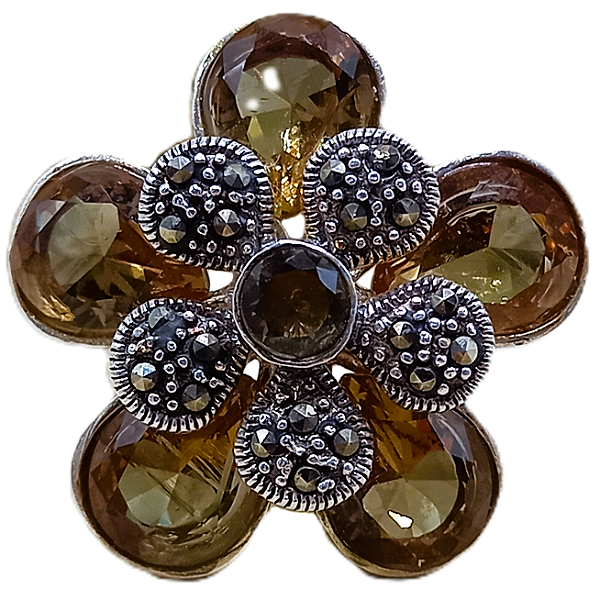 Máxi Anel de Prata 925 Marcassitas e Zultanita No.19