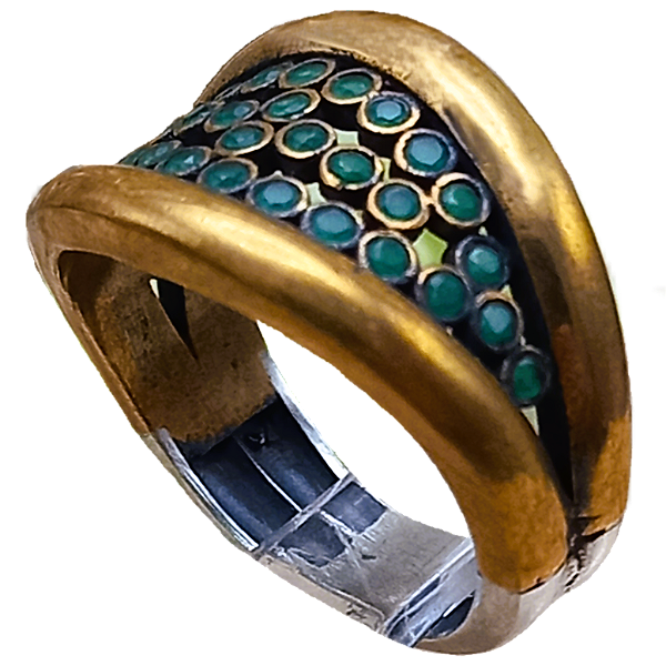 Anel Turco de Prata 925 e Bronze Verde No. 18
