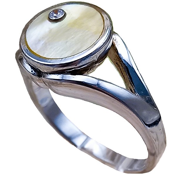 Anel de Prata 925 Lua Cheia Madrepérola