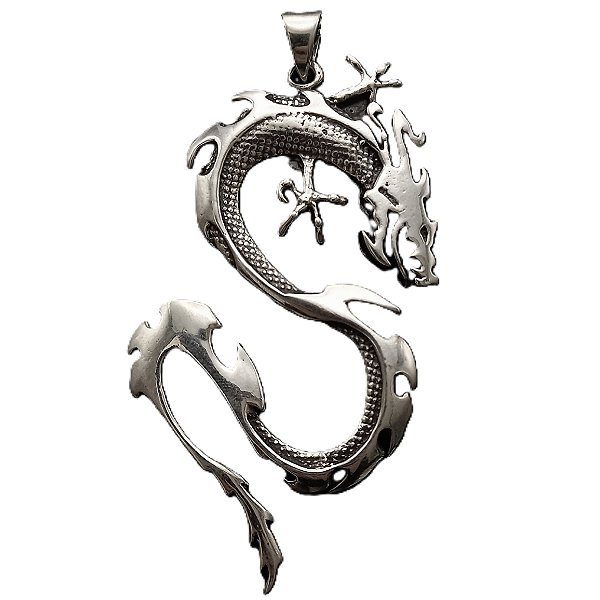 Pingente Dragão de Prata 925 6 cm