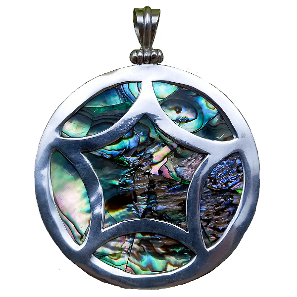 Máxi Pingente Mandala de Prata 925 e Abalone 23g