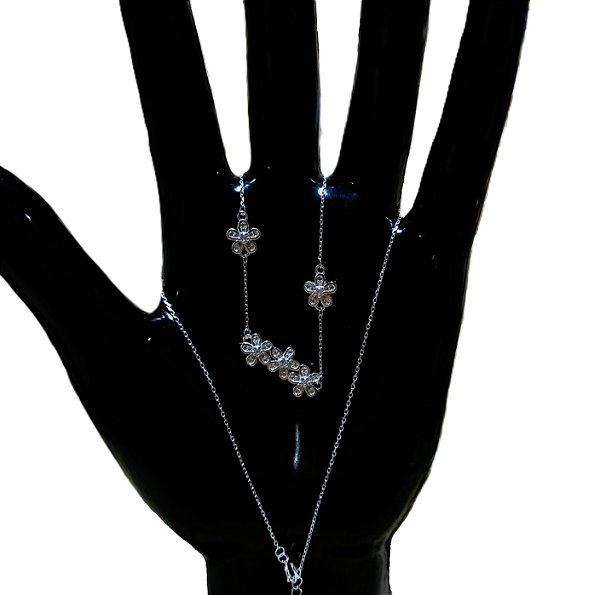 Corrente de Prata 925 Cartier Flowers 5 Flores